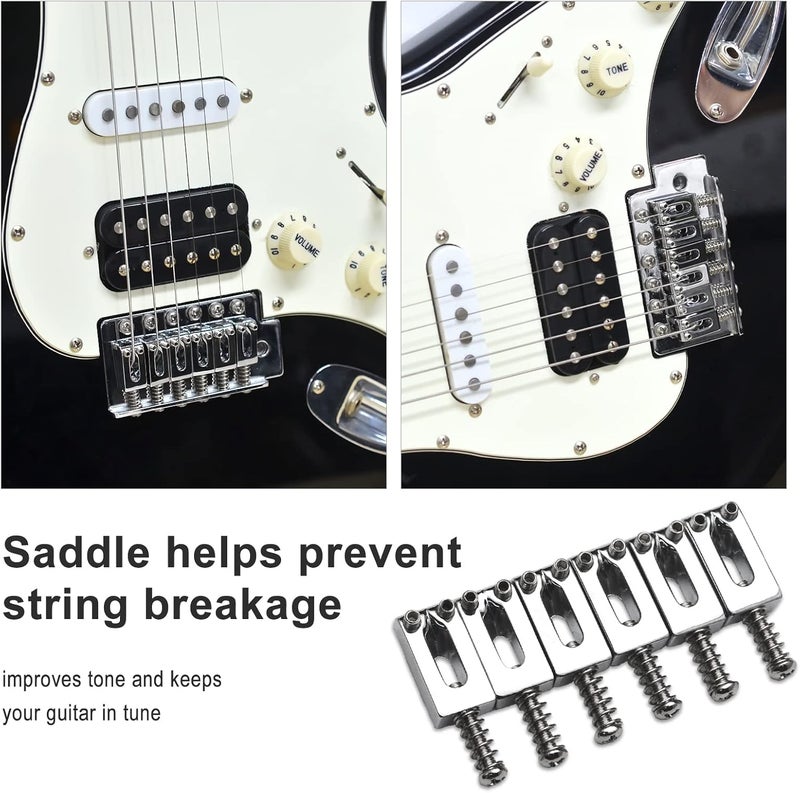 MAXCHEER 10.5mm Guitar Tremolo Bridge Saddles for Fender Stratocaster Strat Telecaster Tele Electric Guitar Replacement (Chrome) - Image 2